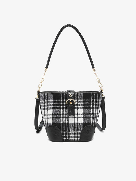 Georgina Plaid Contrast Bucket Bag M2736