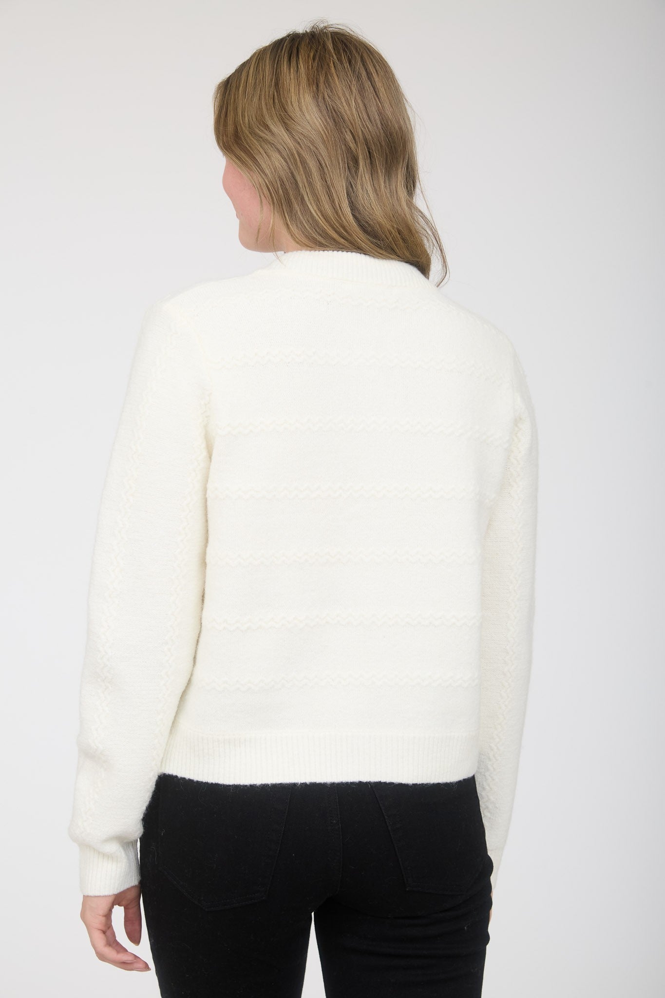 Scarf Neck Detail Button Down Knit Cardigan TWS1154