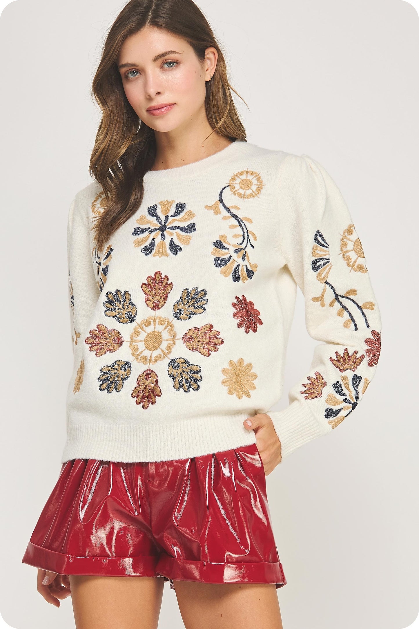 Floral Embroidered Sweater SSB-TK-40205-H-1