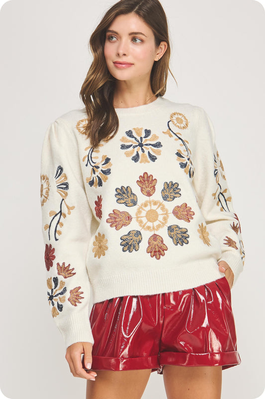 Floral Embroidered Sweater SSB-TK-40205-H-1