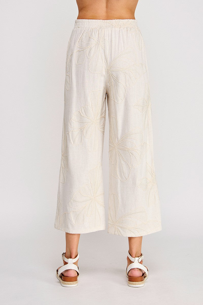 Floral Embroidered Linen Pants  AP9636