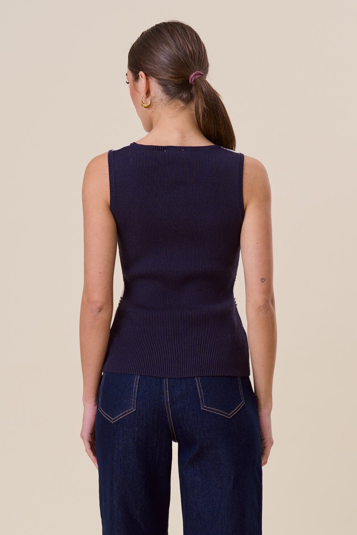 Striped Sleeveless Knit Top AT3070
