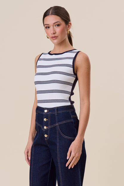Striped Sleeveless Knit Top AT3070