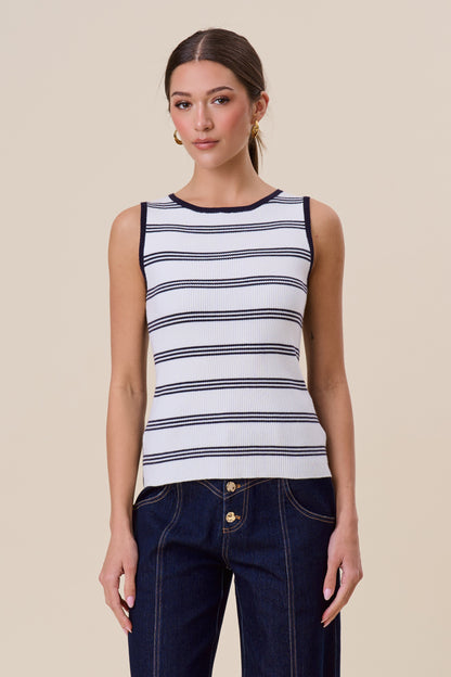 Striped Sleeveless Knit Top AT3070