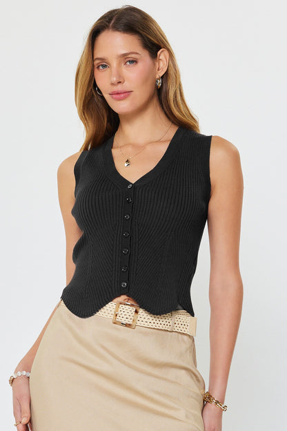 Ribbed Knit Sweater Vest  2640019