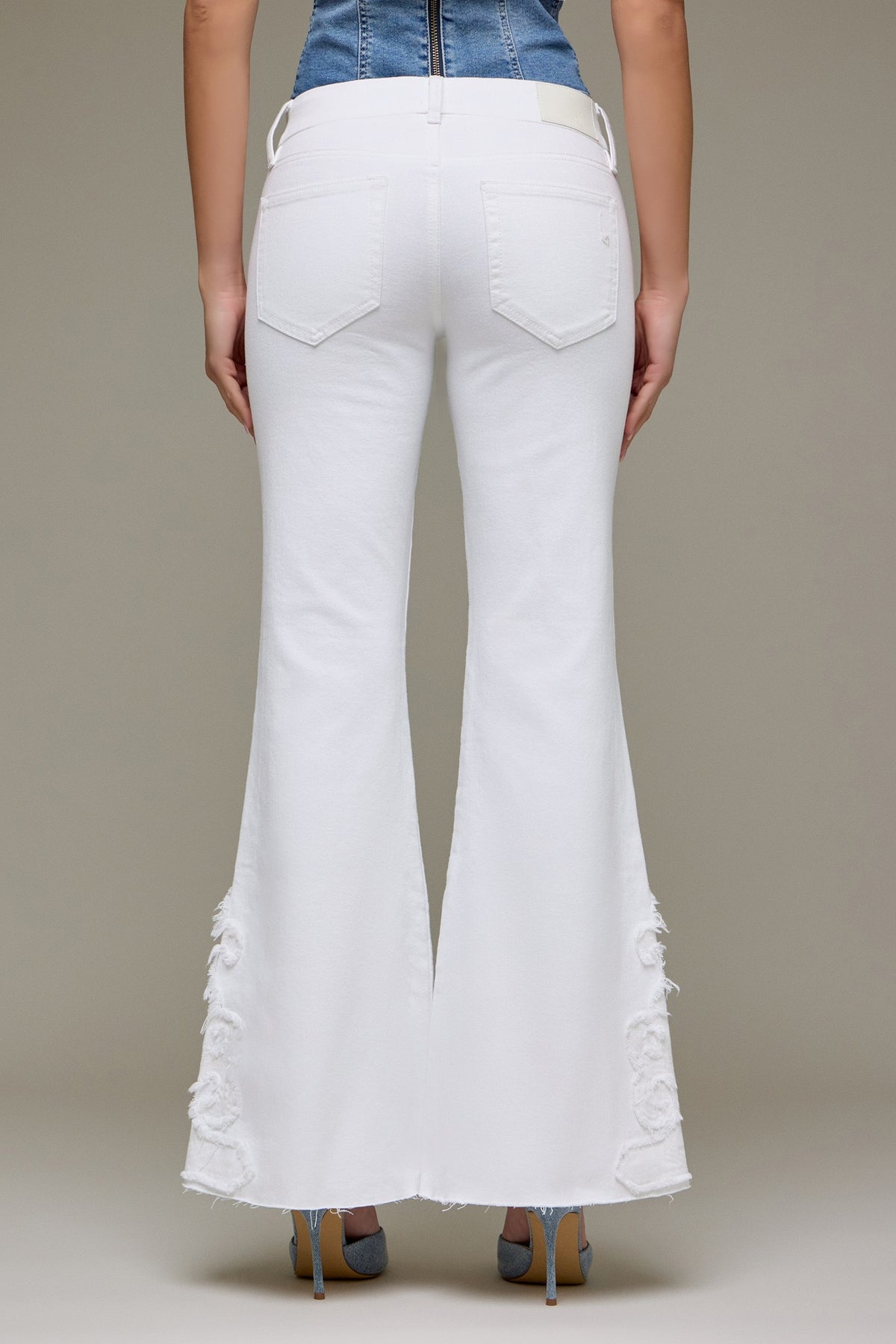 Low Rise White Wash Flare HD3361-WHT