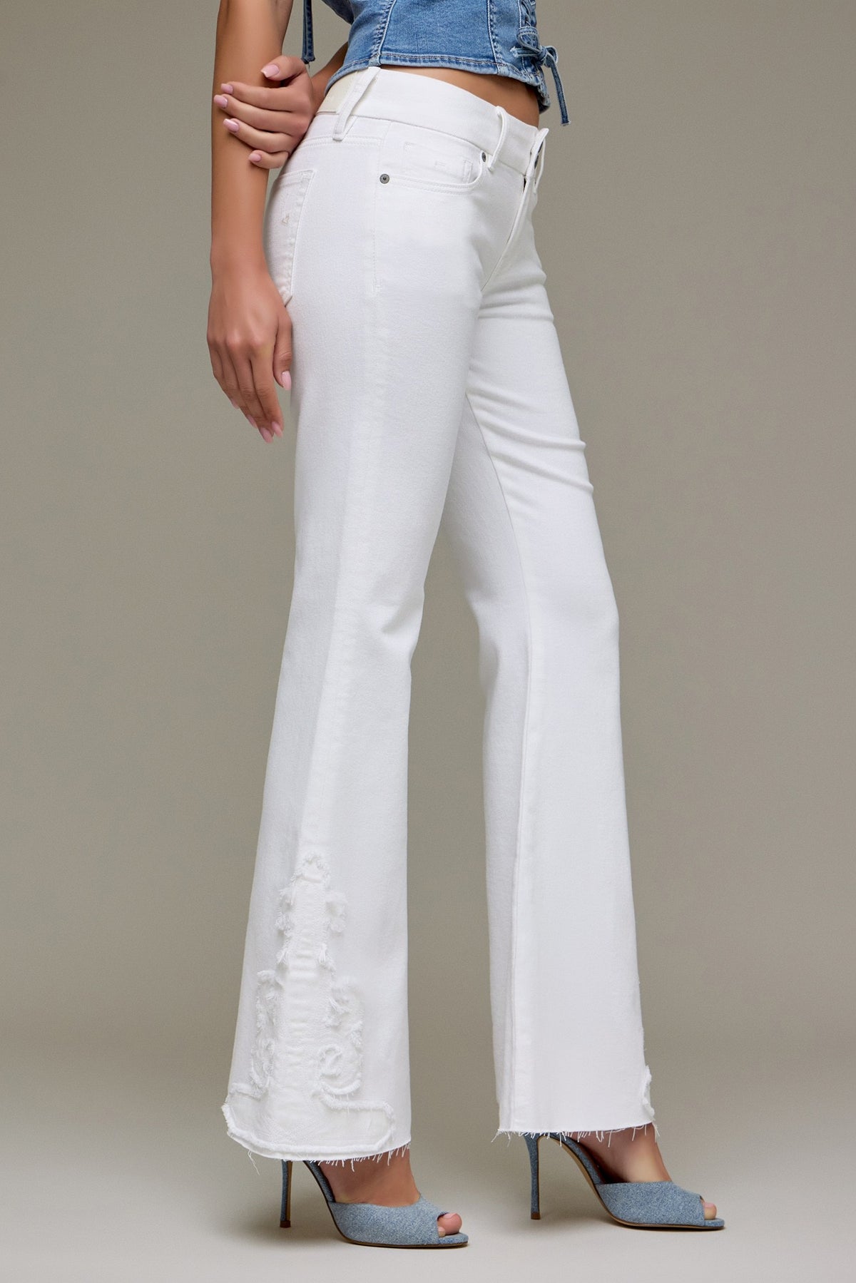 Low Rise White Wash Flare HD3361-WHT