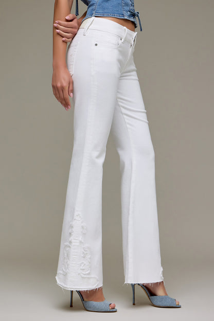 Low Rise White Wash Flare HD3361-WHT