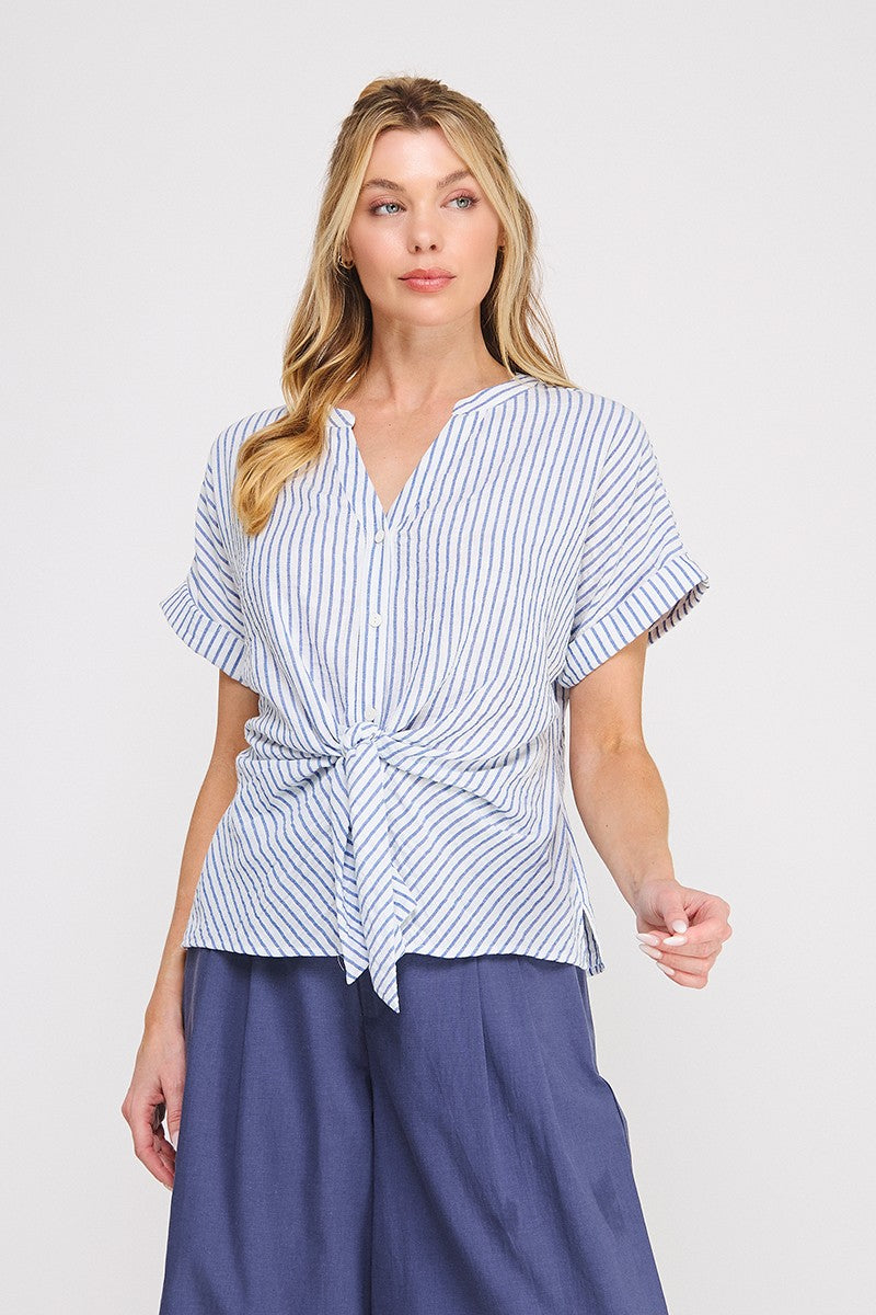 Button Down Striped Top AT9759
