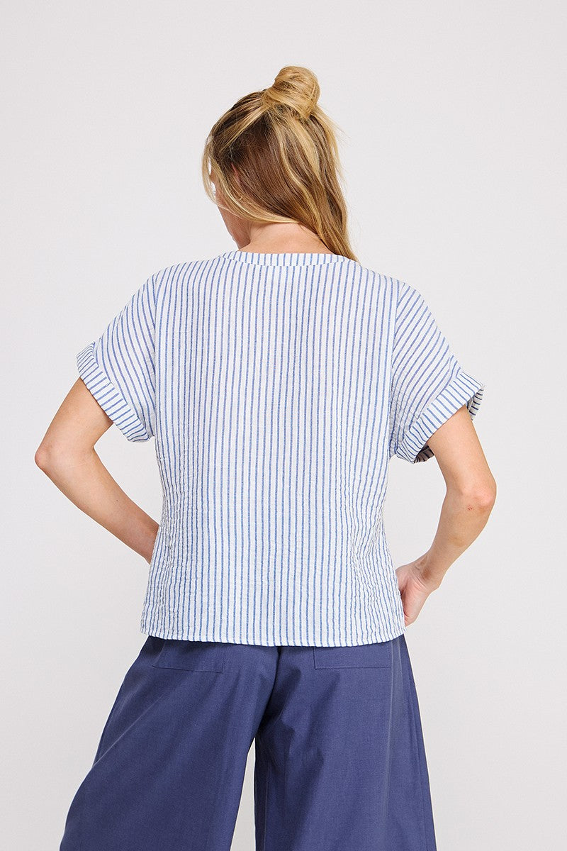 Button Down Striped Top AT9759