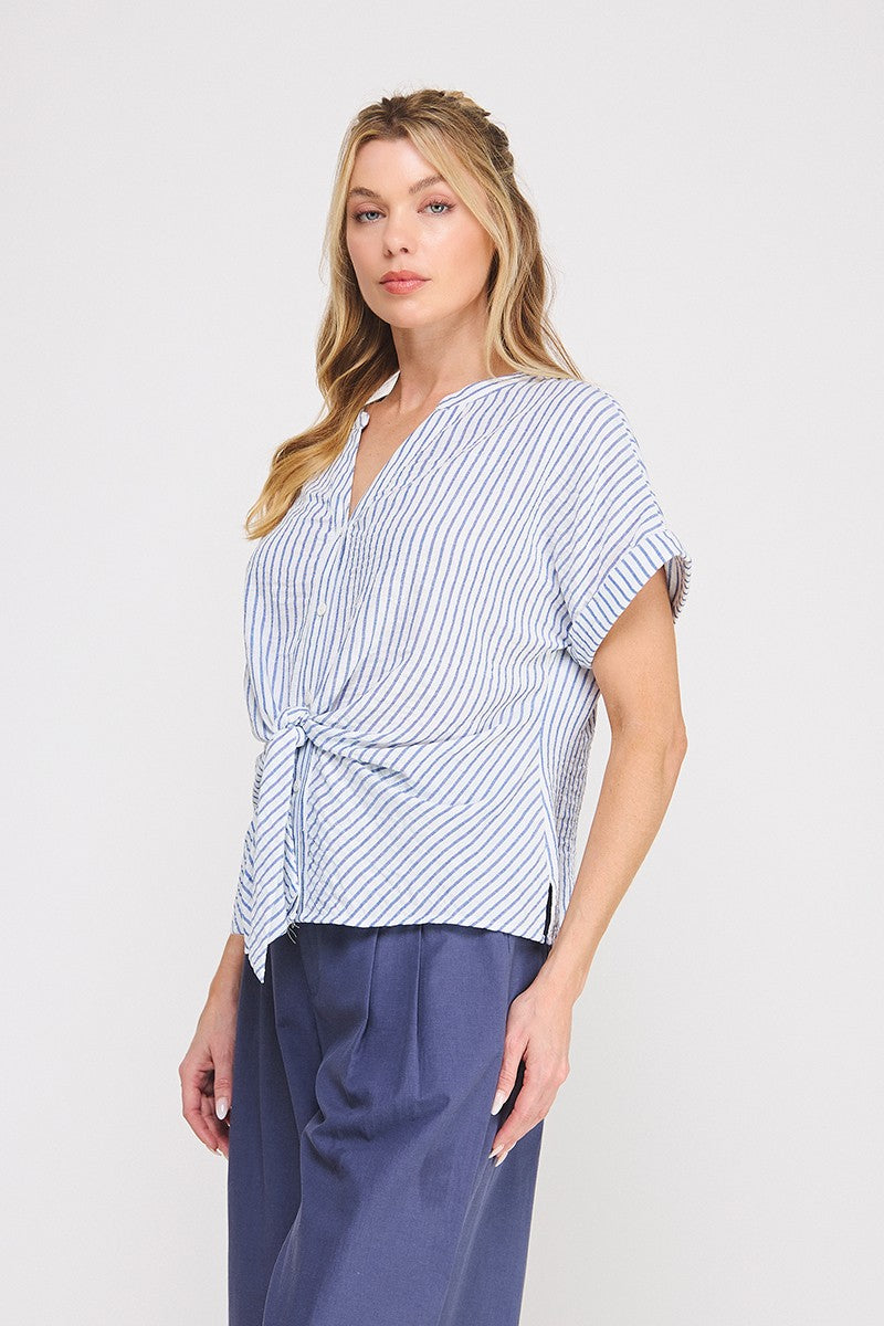Button Down Striped Top AT9759