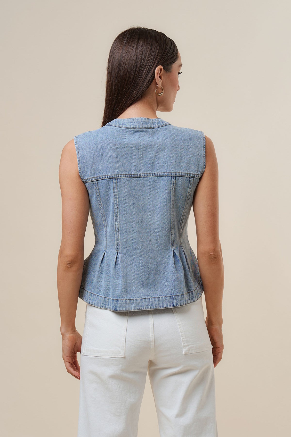Denim Peplum Vest AT3272