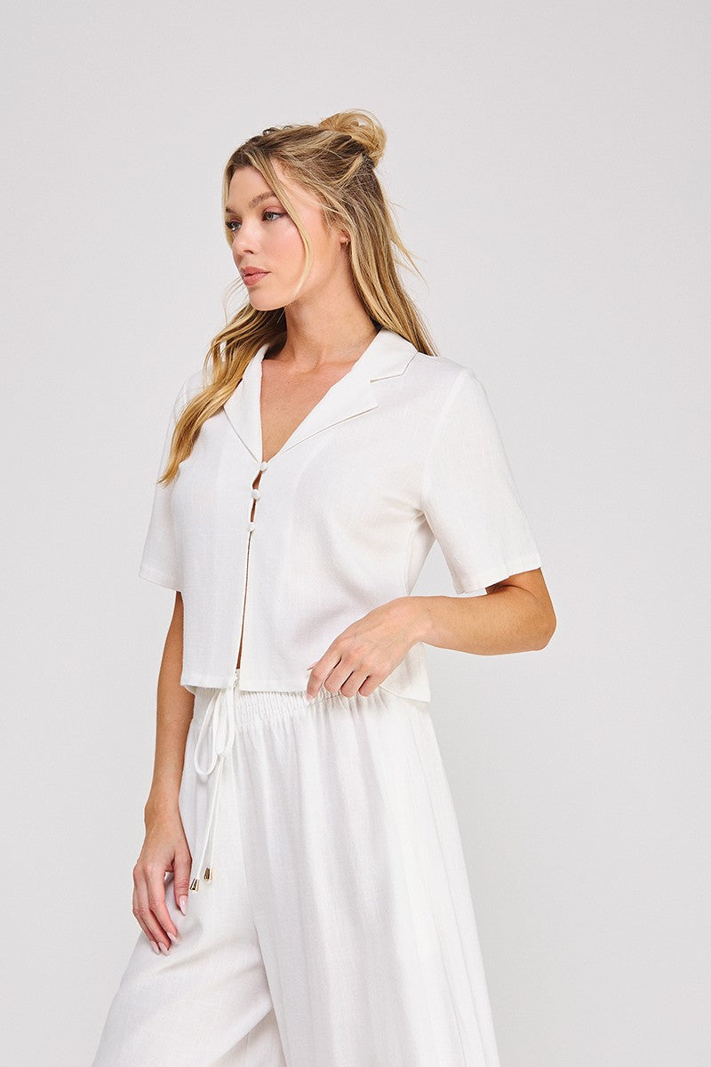 Soft Linen Collared Top  AT9792
