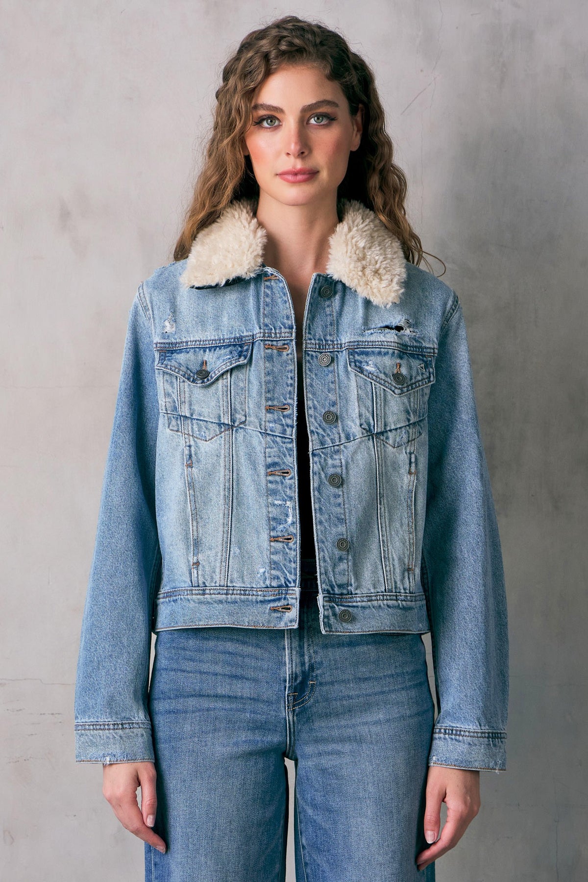 Basic Jacket With Fur Collar  HD897J-FUR