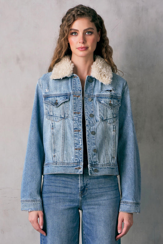 Basic Jacket With Fur Collar  HD897J-FUR