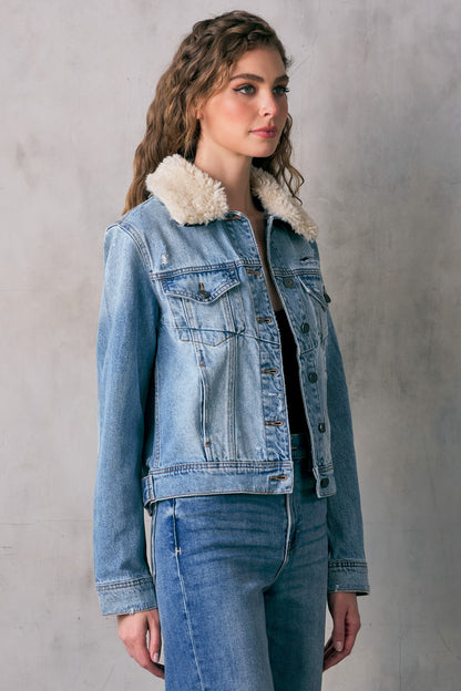 Basic Jacket With Fur Collar  HD897J-FUR