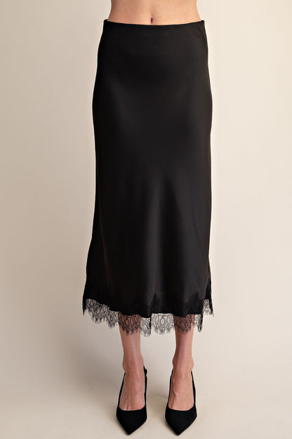 Lace Skirt Midi Satin Effect  S9273