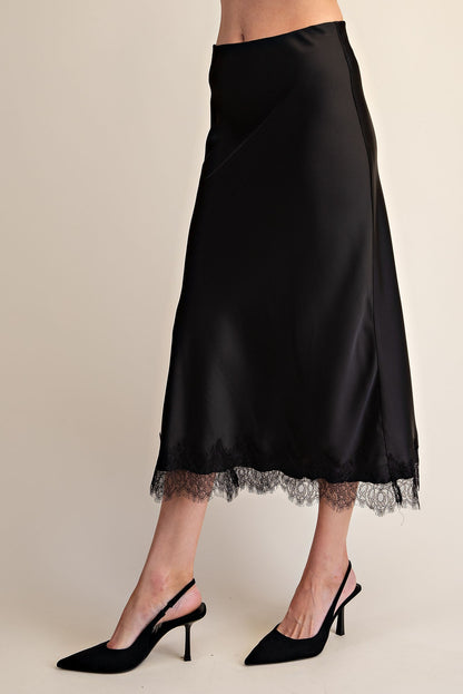 Lace Skirt Midi Satin Effect  S9273