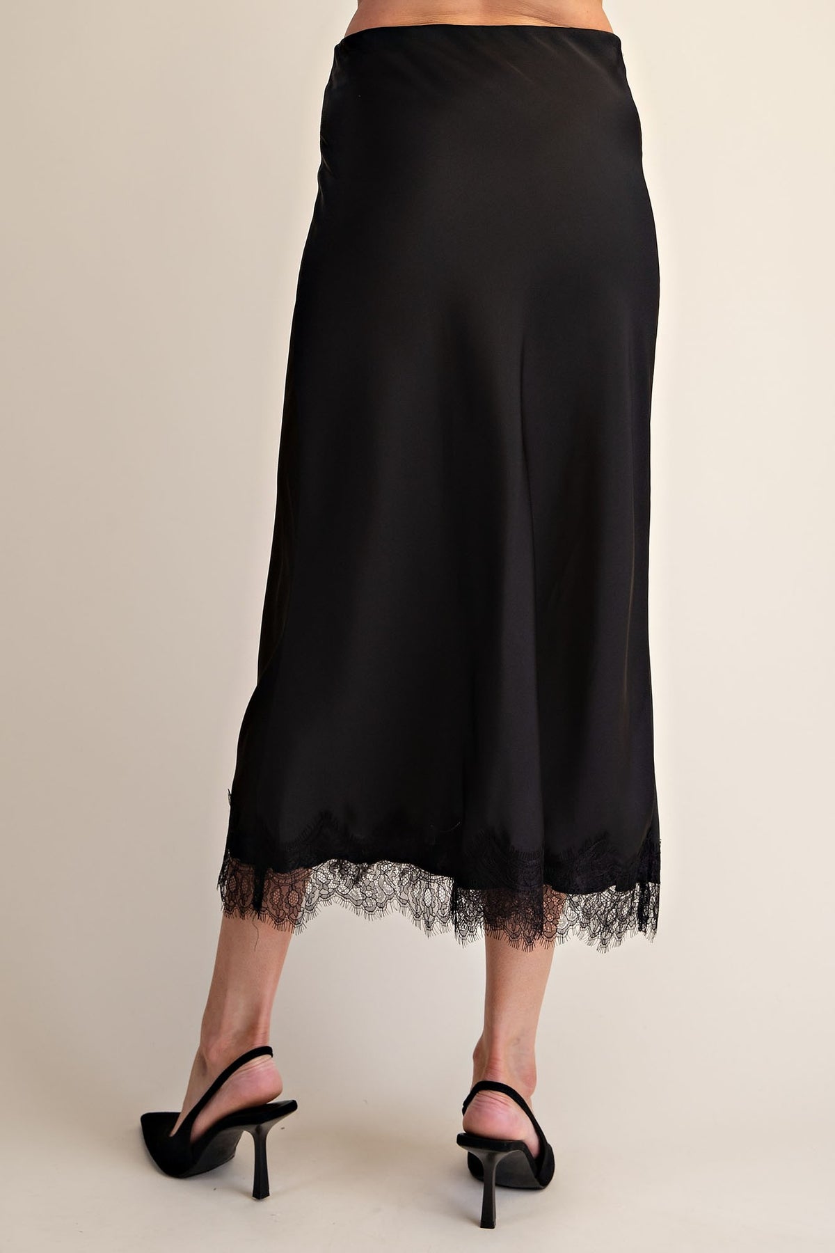 Lace Skirt Midi Satin Effect  S9273