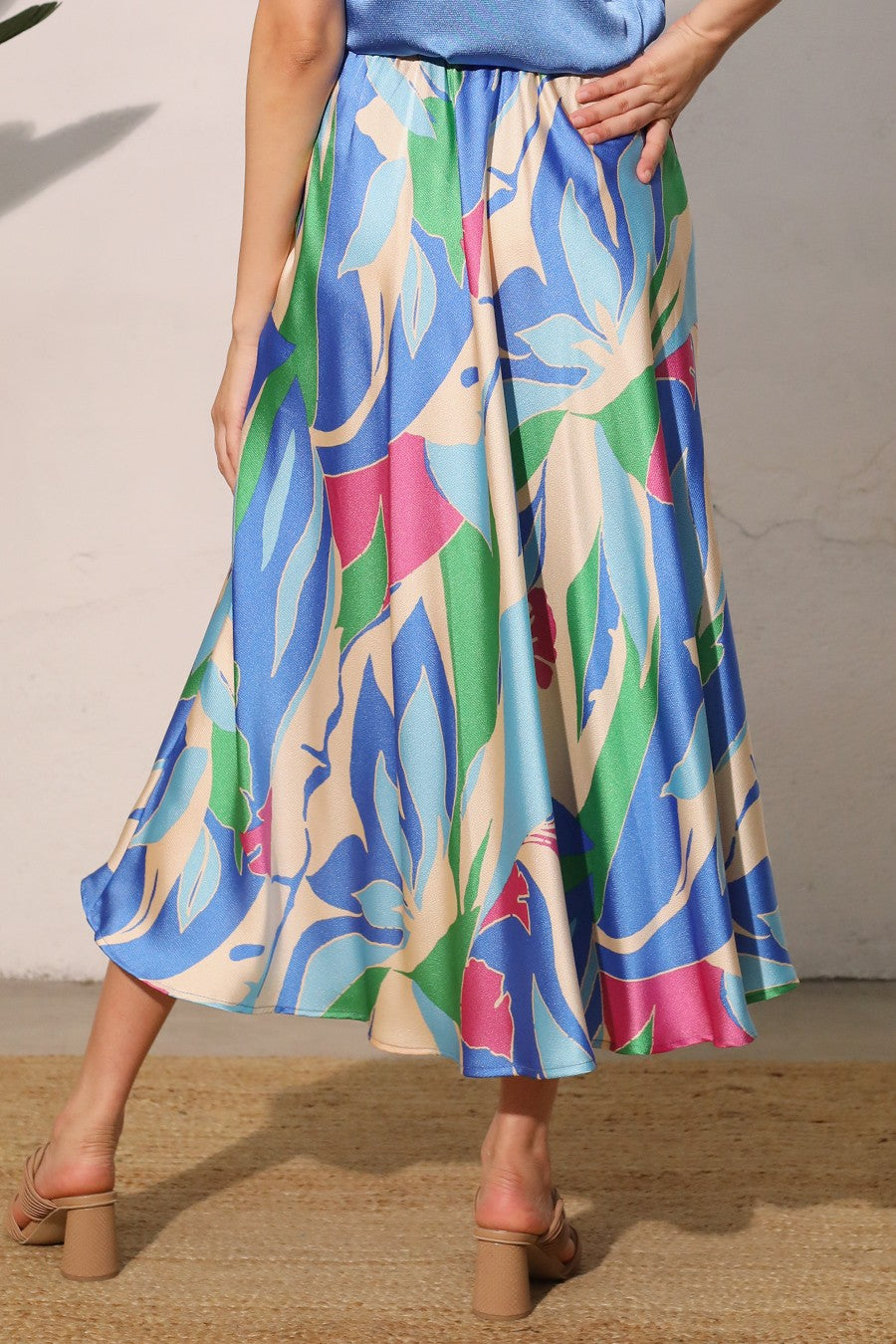 Coastal Dream Satin Midi Skirt  S-9408