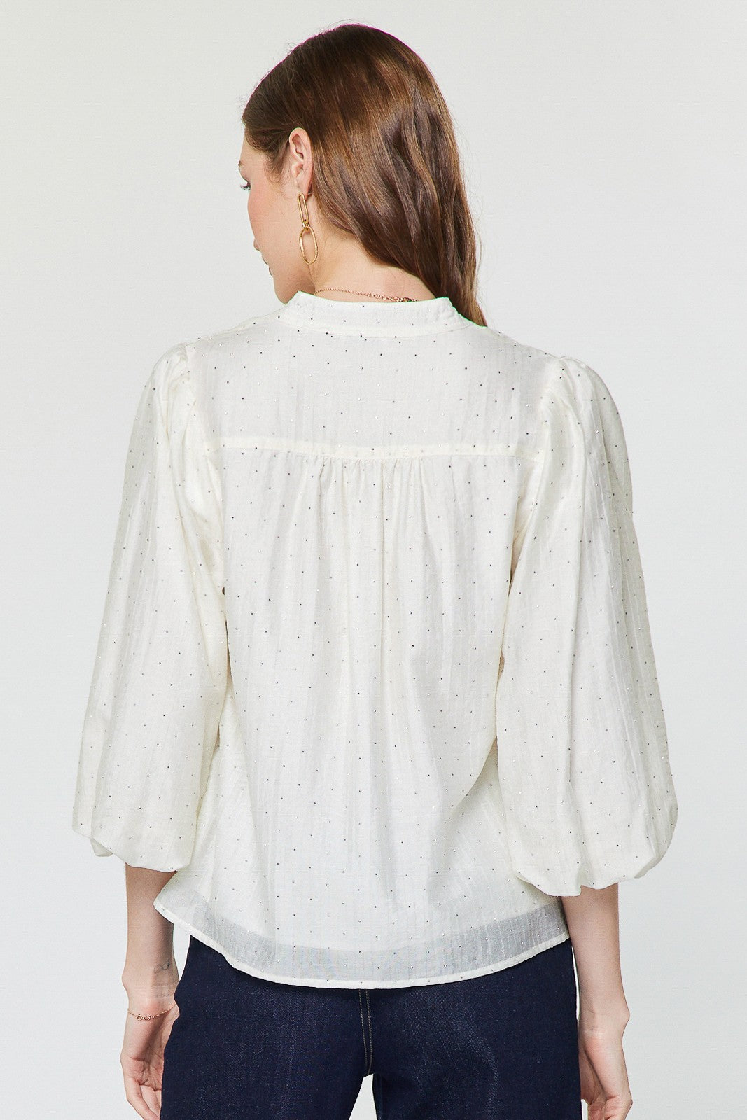 Rhinestone Puff Sleeve Blouse  2530109-3