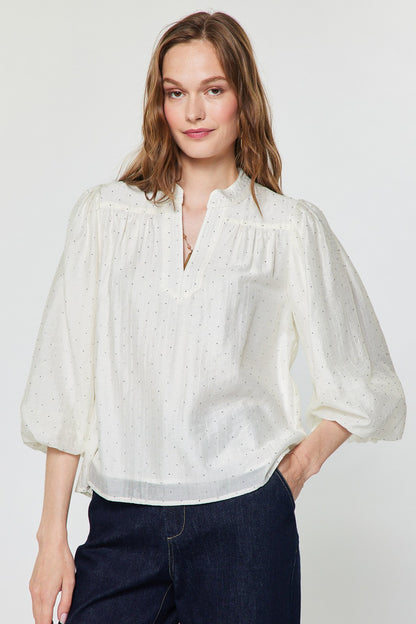 Rhinestone Puff Sleeve Blouse  2530109-3