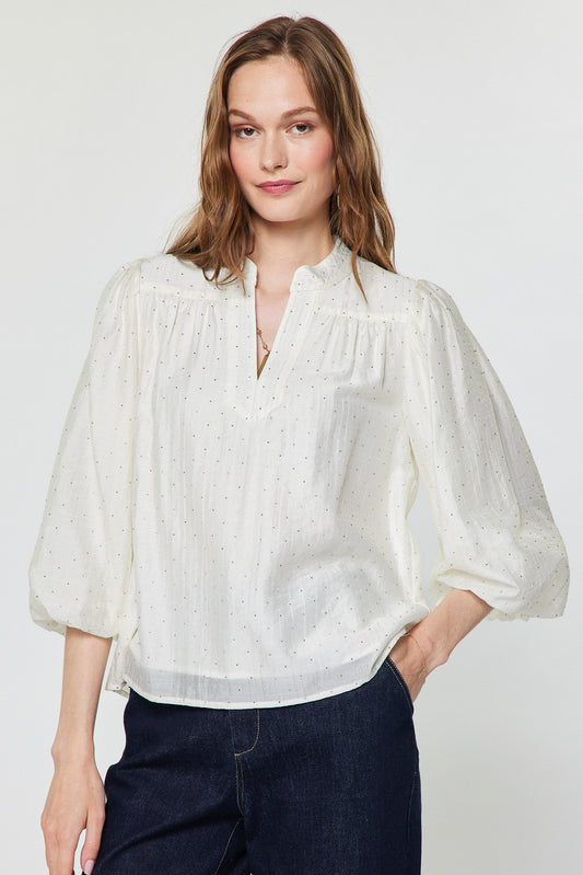 Rhinestone Puff Sleeve Blouse  2530109-3