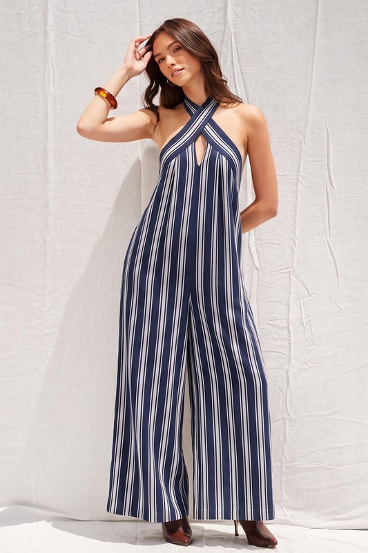 Striped Halter Jumpsuit  IM9247