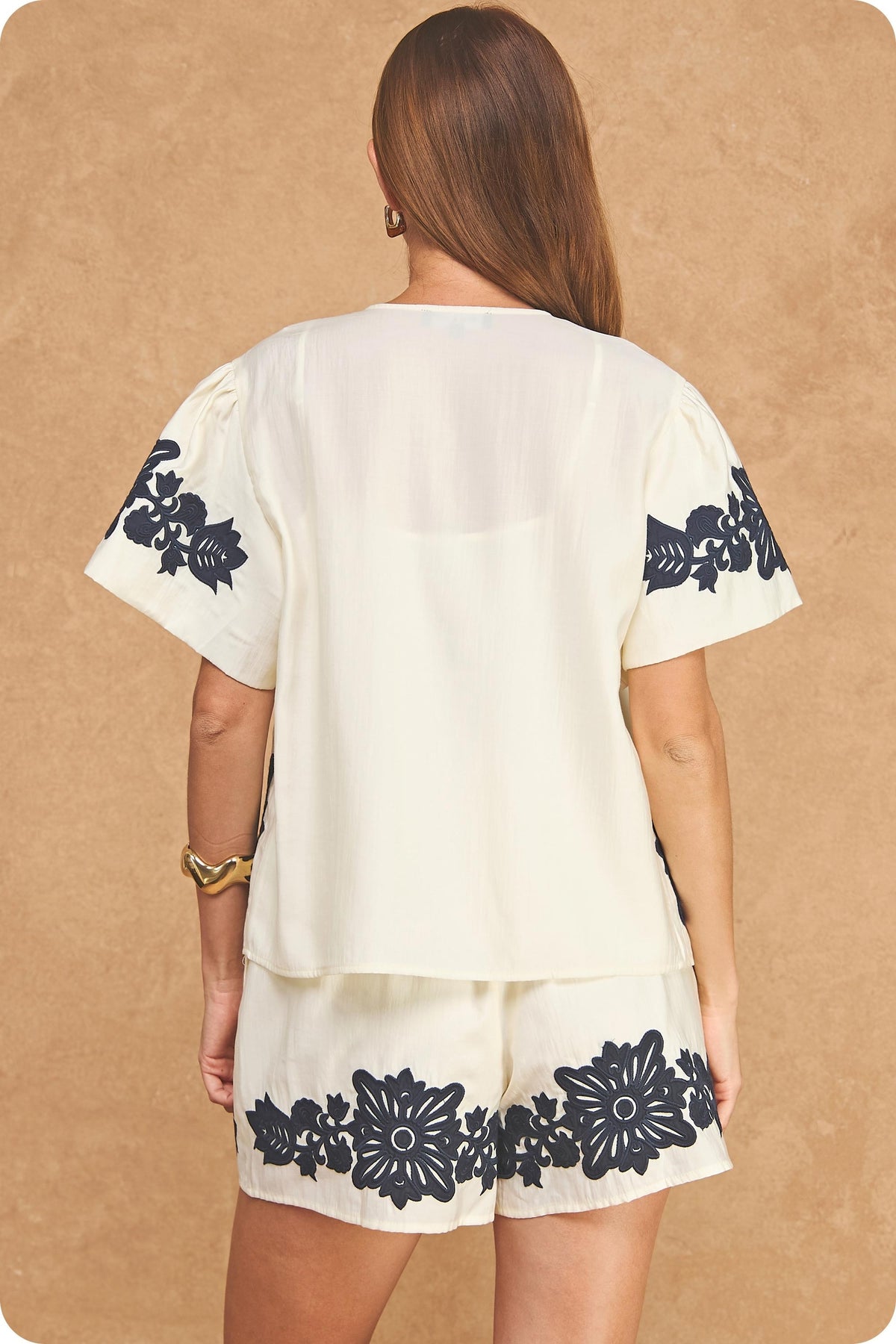 Floral Embroidered Blouse  T-50765-JK