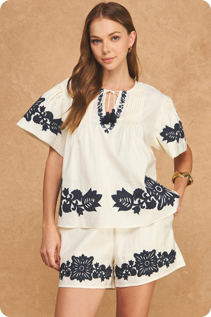 Floral Embroidered Blouse  T-50765-JK