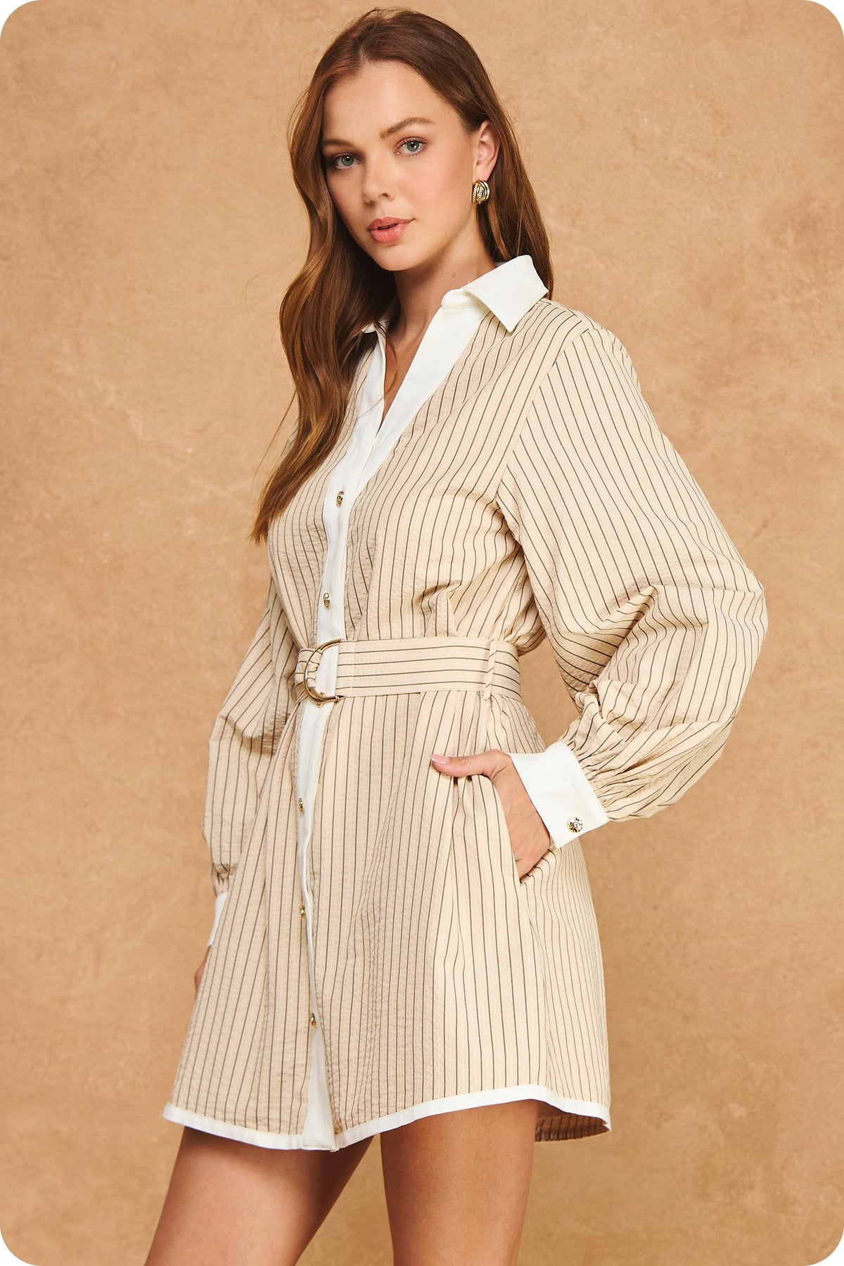 Belted Mini Dress SSB-D-11950-JK