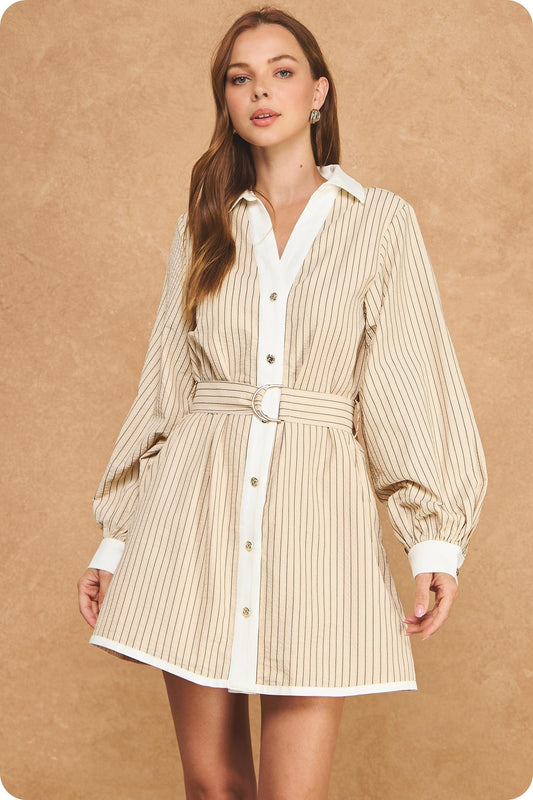 Belted Mini Dress SSB-D-11950-JK