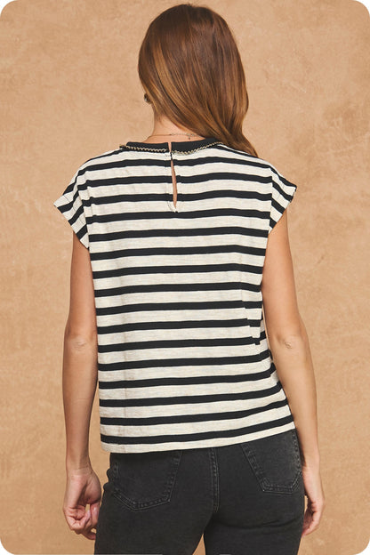 Cap Sleeve Knit Top SSB-T-50982-H