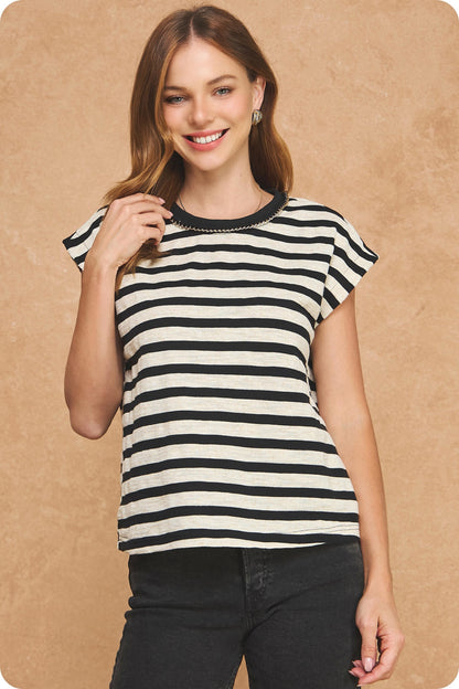 Cap Sleeve Knit Top SSB-T-50982-H