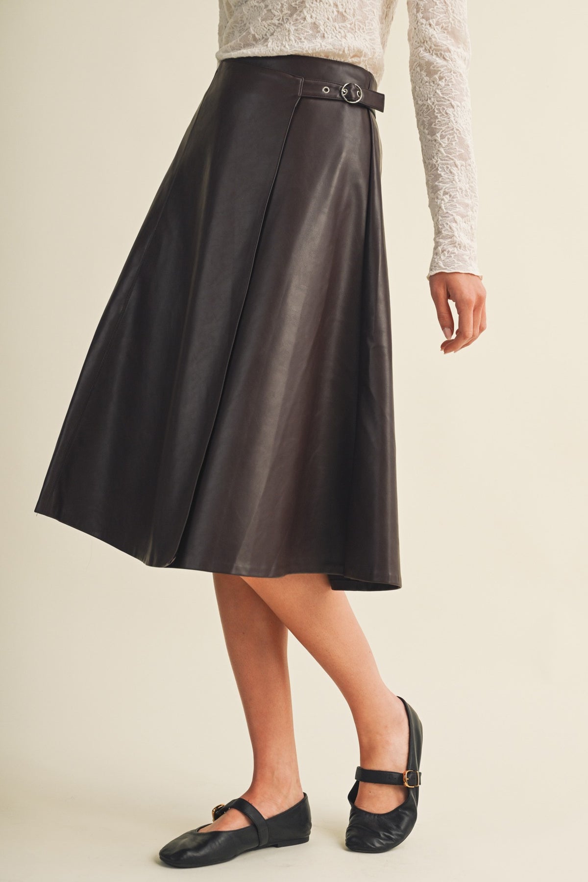 Coated Buckle Skirt  S26623