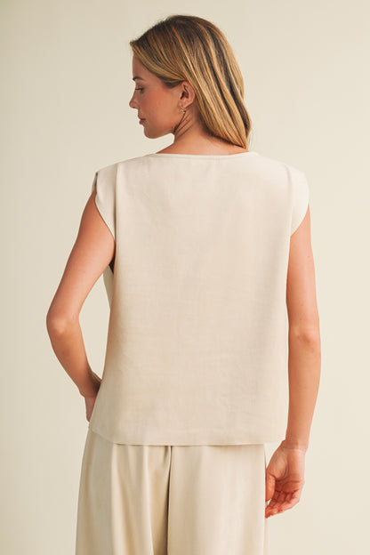 Sueded Knit Cowl Neck Top  S27052