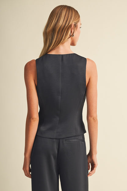 Asymmetric Button-front Suiting Vest S26794
