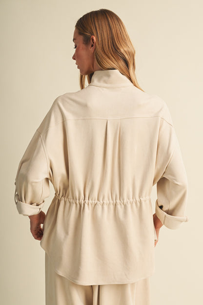 Suede Drawstring Utility Jacket S2707