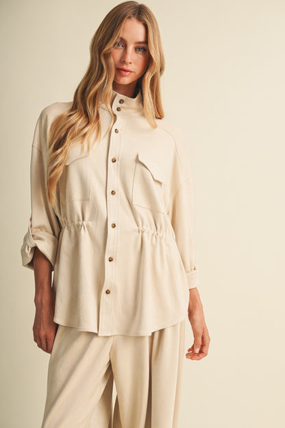 Suede Drawstring Utility Jacket S2707
