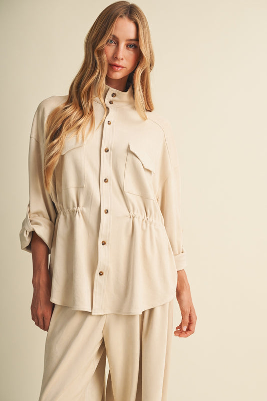 Suede Drawstring Utility Jacket S2707