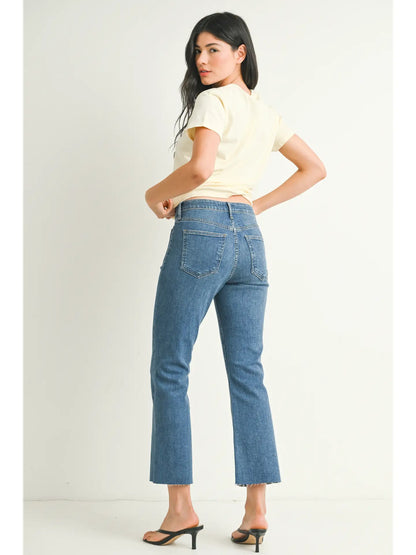 Patch Pocket Cropped Flare Jeans BP499J