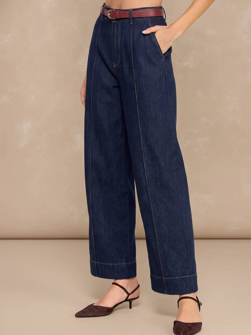 Seamed Wide-Leg Denim Trousers P147
