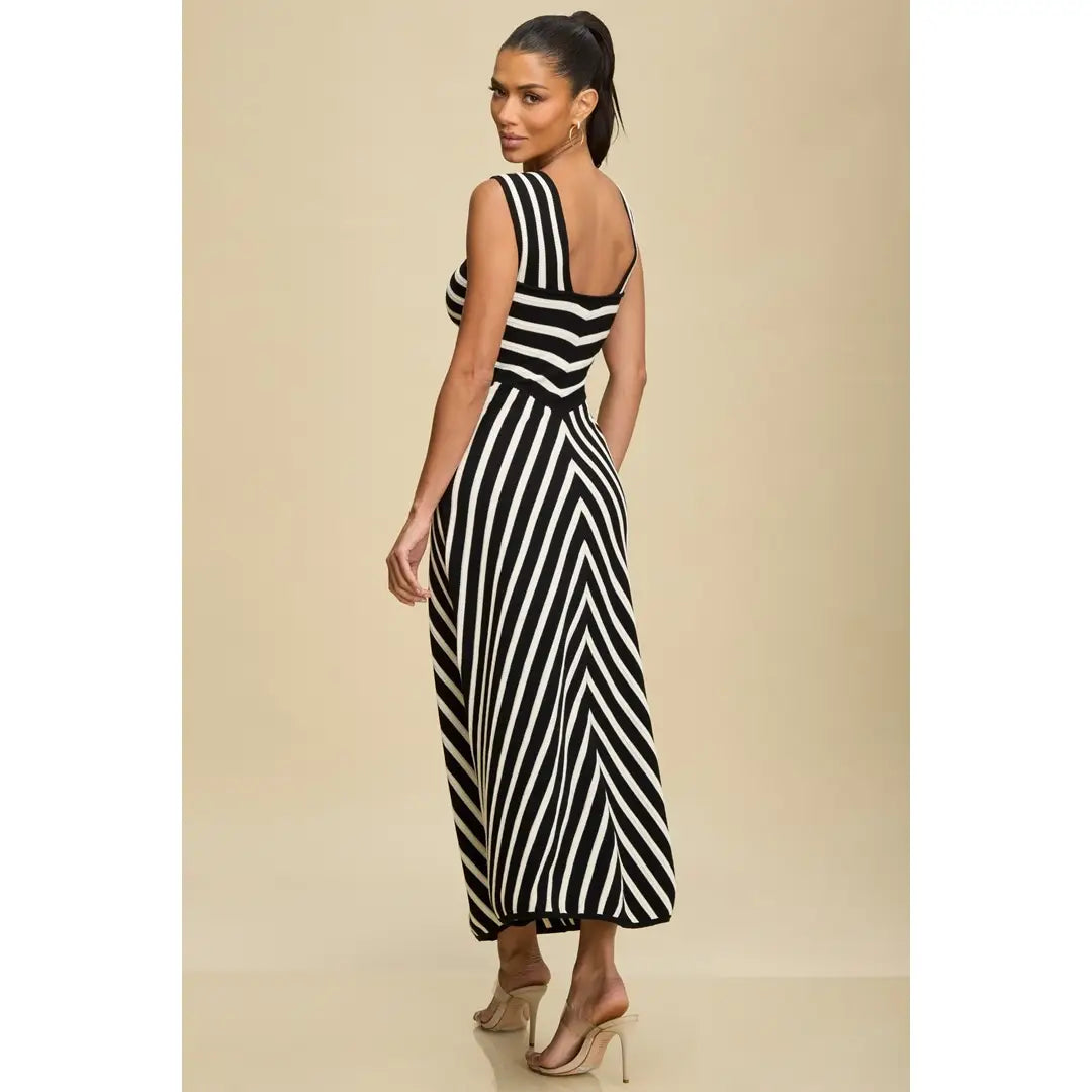 Striped Knit Midi Dress LD11863