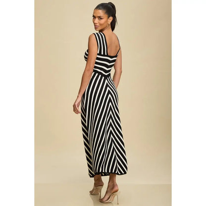 Striped Knit Midi Dress LD11863