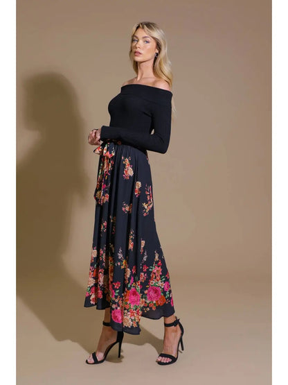 Sweater and Woven Combination Dress ID21441