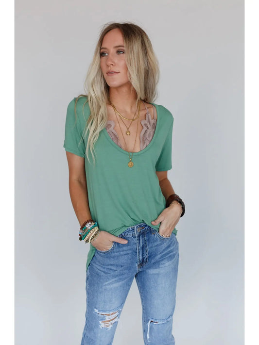Scoop Neck Bralette Tee RA1139