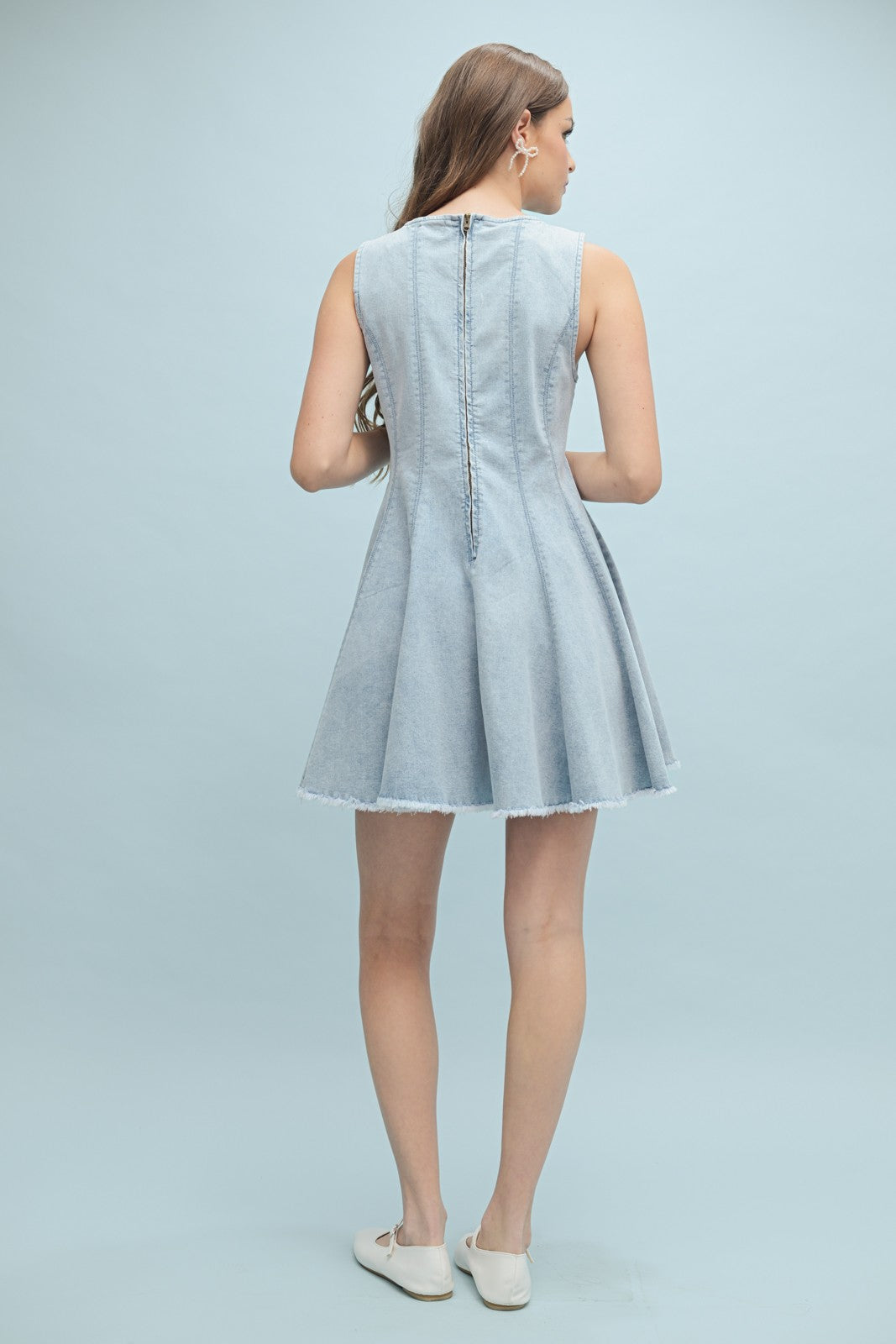 Stretch Denim Flared Mini Dress WL24-9856