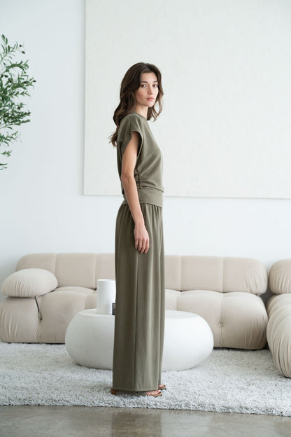 Double Side Tie Wide Leg Pants 5205EP