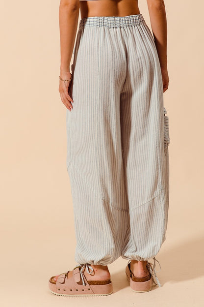 Multi Stripe Block Balloon Style Pants SB8085-01