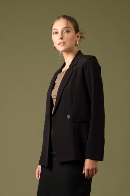 Solid Double Breasted Blazer Jacket TW1492